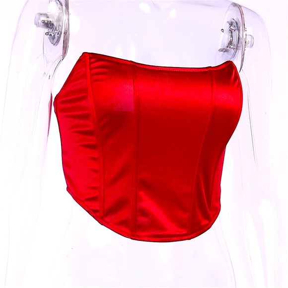 Red strapless boned corset top - Picture 3 of 12